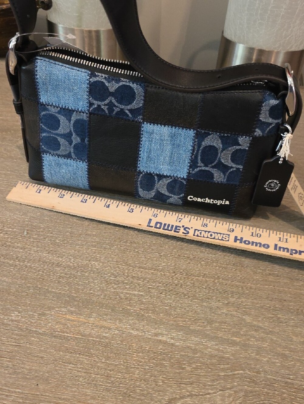 Coach Coachtopia Patchwork Denim & Black Leather Slouchy Shoulder Bag - Picture 7 of 11